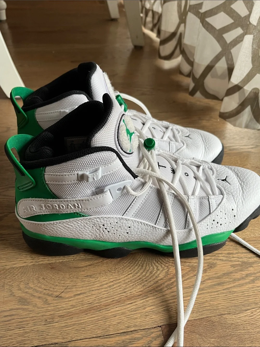 Jordan Men's White and Green Athletic Basketball Shoes